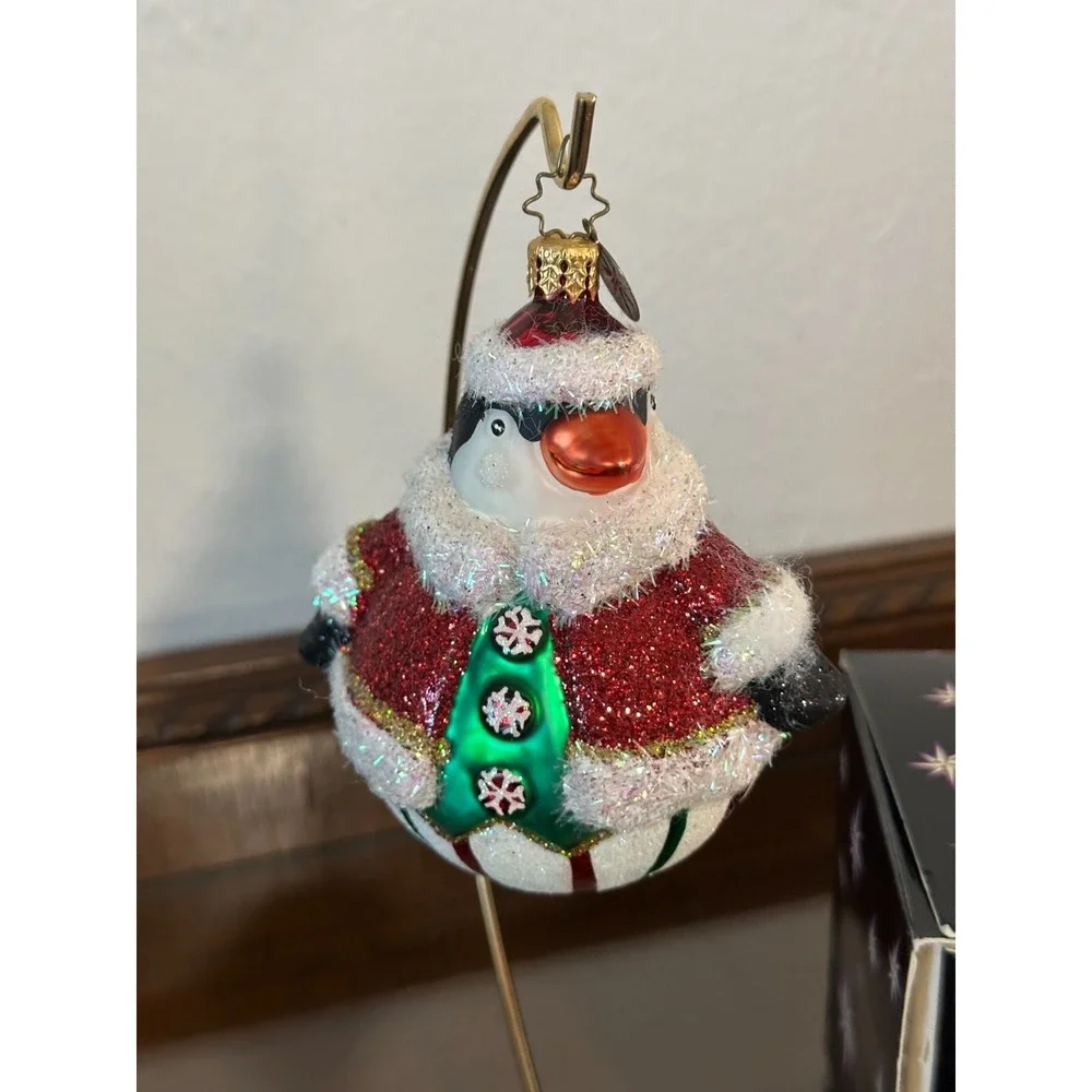 HTF Christopher Radko PENNY ROLL Penguin 1014224‎ w/ Org Box Santa Suit Ornament